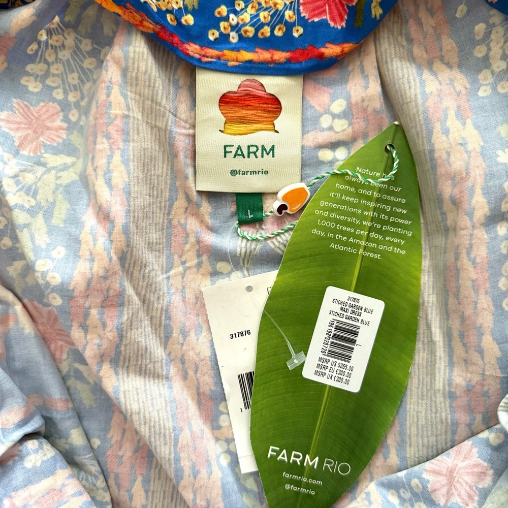FARM Rio Vibrant Blue Floral Midi Dress with Orange & Pink Blooms - Picture 15 of 16